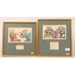 Set of four late 18th century comical/caricatures after Tim Bobbin book plates in frames