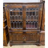 Oak two door display cabinet