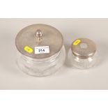 Two Mappin & Webb silver topped dressing table jars; gross weight 215g