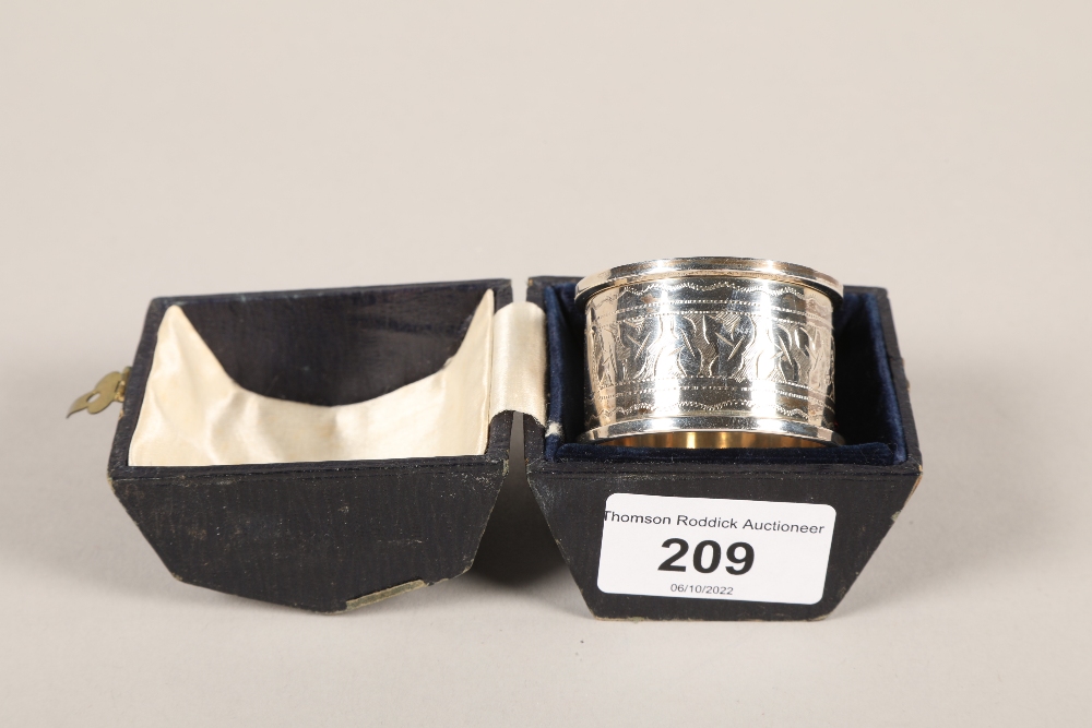 Cased Silver hallmarked napkin ring; Birmingham 1927;  gross weight  17g