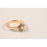 Ladies 18 carat yellow gold multi gem set ring; ring size L1/2; gross weight 2.3g