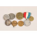 Small assortment of coins with a 1911 Coronation medal