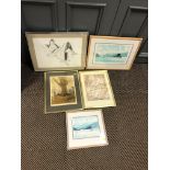 Quantity of pictures including three after Albany Wiseman , together with two pencil signed