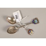 Two silver and enamel tea spoons