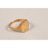 Gents 9 carat gold signet ring; gross weight 2.1g; ring size P