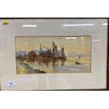 20th century British School, Harbour scene, watercolour, framed