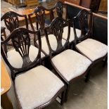 Six Hepplewhite shield back single dining chairs