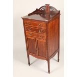 Edwardian inlaid mahogany music cabinet