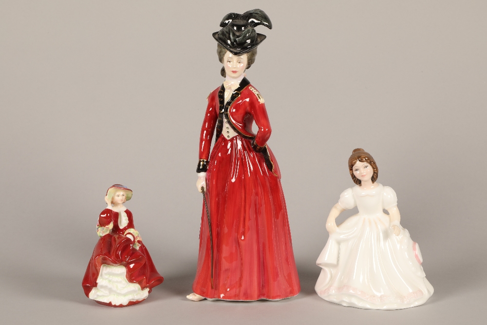 Three assorted Royal Doulton figures to include Lady Worsley HN3318; 25cm high