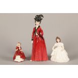 Three assorted Royal Doulton figures to include Lady Worsley HN3318; 25cm high