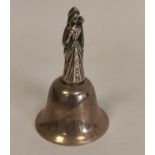 Table bell with silver handle modelled as a Medieval saint by Levi & Salaman, Birmingham 1905. 78g