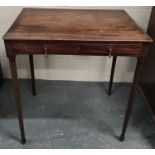 Elegant mid 18th century mahogany rectangular side table with shallow frieze drawer on slim turned