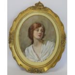 Late 19th or Early 20th Century British School. Portrait of a lady. Watercolour and gouache over