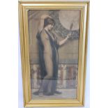 "A Fair Reflection", an aquatint colour print after an original by John William Godward, 60cm x 31.