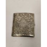 Silver cigarette case, inscribed and dated Zimmerman, Birmingham 1909, 138g / 4½oz.