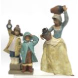 Two Lladro Gres figures, "Ahoy there", no. 2173, 26cm high and "To the Well", no. 2190, 31.5cm high.