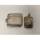 Silver engine turned vesta case, 1909 and another plain 1901. 52g (2).