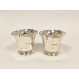 Edwardian pair of small silver vases, quatrefoil form, London 1909, Henry Wilkinson & Co, 8.5cm