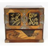 Japanese Meiji period small table top cabinet of rectangular form, the two folding doors above