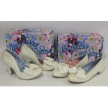 Two pairs of "Irregular Choice" lady's shoes - Nick of Time, style no. 4135-14F in white, size 42