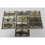 Two hand held stereoscopic viewers; a small collection of stereoscopic views by Keystone View