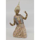 Lladro Gres figure of a Thai girl kneeling by Vincente Martinez, no. 2069, impressed and printed