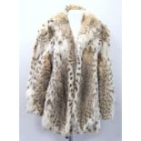 Vintage Canadian Lynx fur jacket, with three hook fastenings, marked Kes II, embroidered initials S.