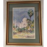 Wilhemena Mary Gresley (British 1853-1933). 'The Taj Mahal'. Watercolour. 34cm x 24cm. Signed with