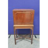 Chippendale revival mahogany secretaire cabinet, with fall front door enclosing fitted pigeon