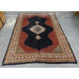Persian Sarouk / Sarough carpet, the hand knotted rug with a large medallion, with drop on cream,