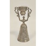Dutch wager cup of typical embossed female form, Import Marks 1900, 16.5cm, 180g / 5½oz.