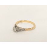 Diamond ring with brilliant and eight cut set shoulders, in gold '18ct', size 'Q'.