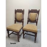 Set of eight Edwardian mahogany dining chairs, in the manner of Jas Schoolbred of London,