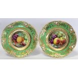 Pair of early 19th century Ridgway porcelain dessert plates, finely decorated with hand painted