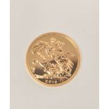2015 gold Sovereign, uncirculated.
