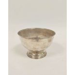 Silver rose bowl, hemispherical on moulded foot by W. H. Haseler Birmingham 1908, 15cm, 250g / 8oz.