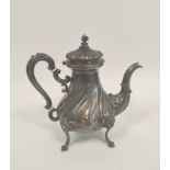 Italian early 20th century silver coffee pot of spirally fluted pear shape '800', 696g.