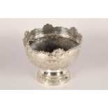 Late 19th century silver plated punch bowl on stand