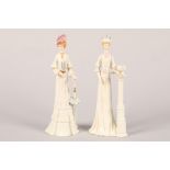 Lladro porcelain figure of lady and a goose; together with two porcelain ladies (3)