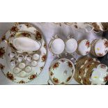 Sixty pieces of Royal Albert Old Roses dinnerwares to include bowls; plates etc rt x