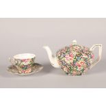 Six person Rosina china teaset decorated with flowers