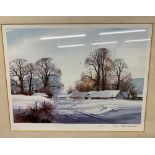 Lewis Howe Bennett, 'Winter farm' Print, 153/500 and signed in frame ( 58 * 51cm including mount and