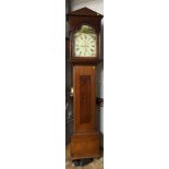 19th century mahogany cased longcase clock; with painted metal dial