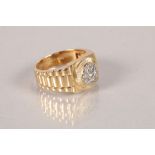 14 carat yellow gold and diamond set ring; 10.4g, ring size R 1/2
