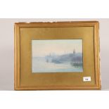 E. M. B. Warren; London from the River Thames; watercolour on paper; signed; framed