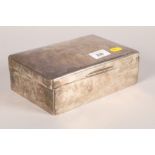 George V hallmarked silver mounted twin division cigar box; 20cm long
