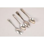 Four George V hallmarked silver teaspoons; 51g