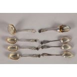 Set of six silver Victorian teaspoons; with matching sifter spoon and a shovel; 60g