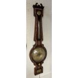 19th century Rosewood and mother of pearl inlaid banjo barometer