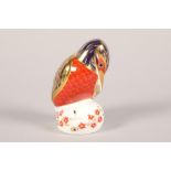 Royal Crown Derby Imari porcelain paperweight; Kingfisher; with gold button